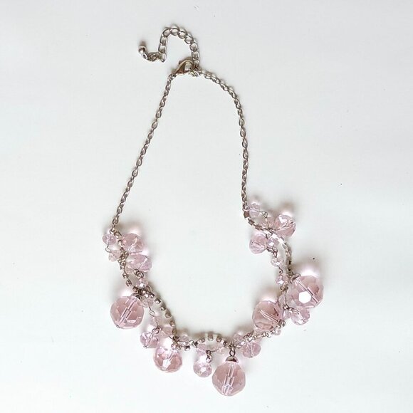 PRETTY BAUBLE PINK BLUSH Necklace and Earrings Set Vintage - Picture 3 of 5